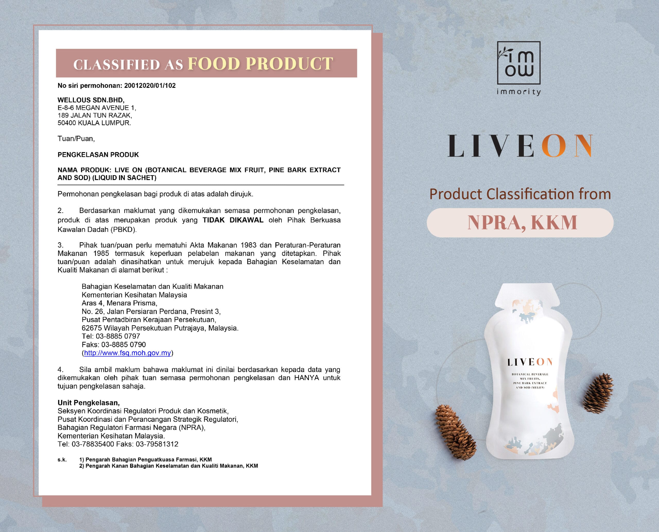 LIVEON_Food Classification certificate_ENG