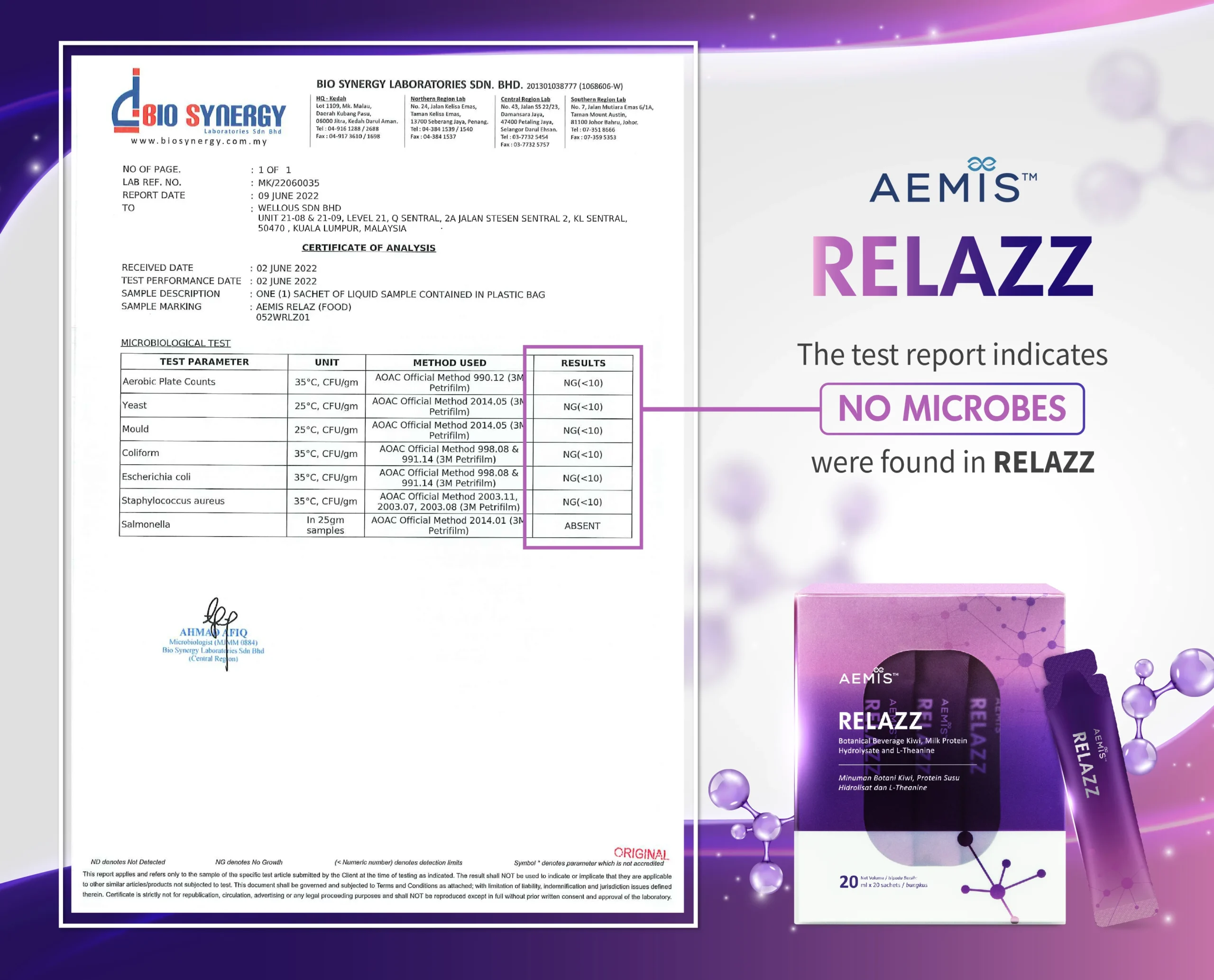 Aemis RELAZZ_No Microbes certificate_ENG