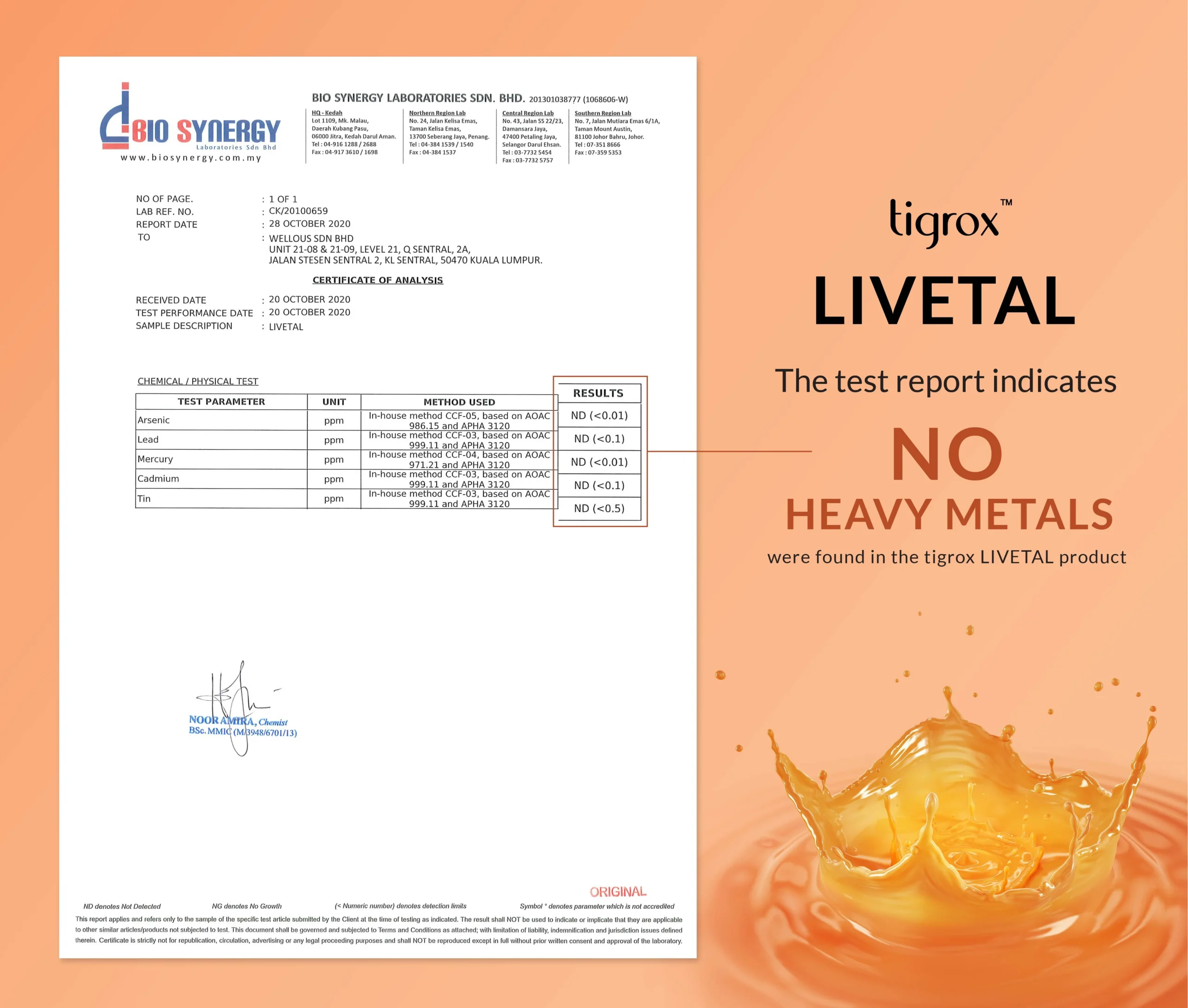 Livetal COA (No Heavy Metals) EN
